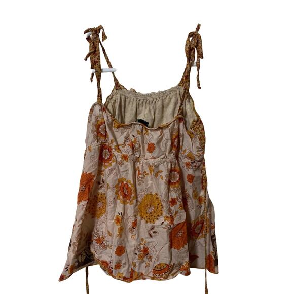 Y2K Babydoll Floral Tank W/ Tie Waist 100% Cotton Size Large Summer - Picture 4 of 5